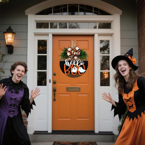 Cute Halloween Wreath, Ghost Wreath with Bow Decor - color: Halloween Ghost