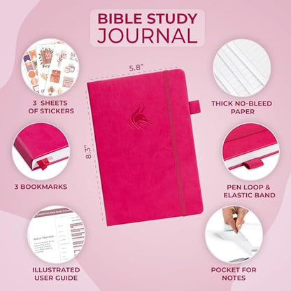 Clever Fox Bible Study Journal, Guide, Supplies for Women A5 Fuchsia - color: Fuchsia, size: A5 (5.8'' x 8.3'')