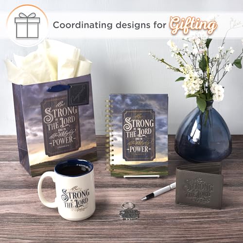 Christian Art Gifts Large Inspirational Scripture Ceramic Coffee & Tea Mug – Strong in the Lord Bible Verse, Christian Gift for Men & Women, White & Blue, 14 oz, Lead & Cadmium-Free, Faith Drinkware - color: White & Blue/Strong in the Lord