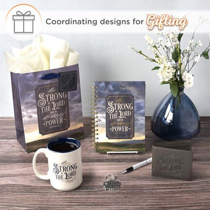 Christian Art Gifts Large Inspirational Scripture Ceramic Coffee & Tea Mug – Strong in the Lord Bible Verse, Christian Gift for Men & Women, White & Blue, 14 oz, Lead & Cadmium-Free, Faith Drinkware - color: White & Blue/Strong in the Lord