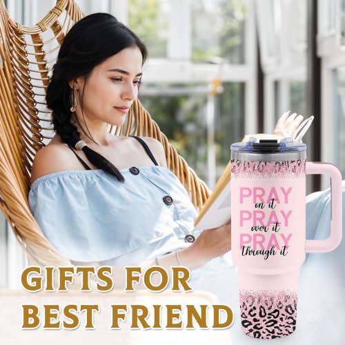 Christian Gifts for Women, 40oz Tumble with Handle & Straw for Girls - color: Pink-ChristSZJ