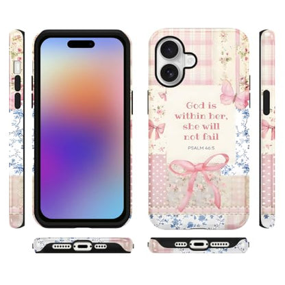 Cute Jesus Bow Collage Phone Case for iPhone 17 6.3'' - color: Bible verses pink bow, size: iPhone 17