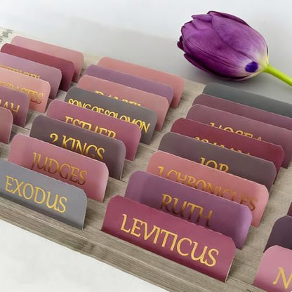 Vorscrin-Laminated Bible Tabs for Women and Men, Gold Foil Lettering Design, Reposition and Large Print Stickers, Bible Study Supplies, 90 Chapters Labels for Easy Navigation(Dusty Rose) - color: Dusty Rose
