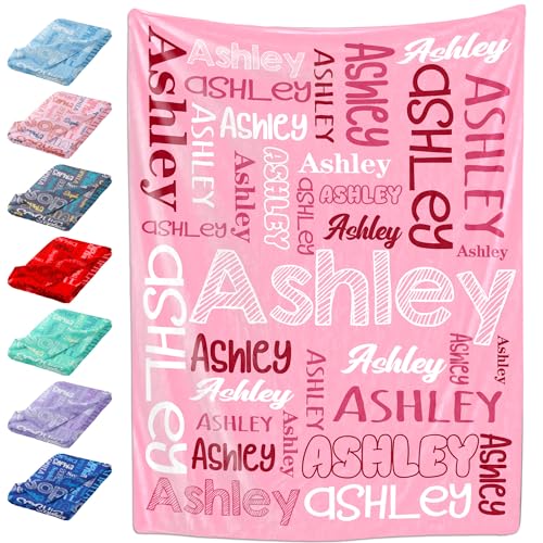 Custom Baby Blanket,Personalized Name Throw Blankets for Girls Boys Kids Baby Newborn Customized Gifts for Birthday Christmas - color: Design 01-pink