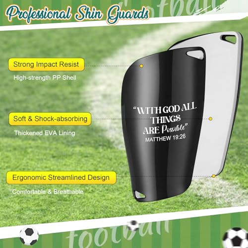 Soccer Shin Guards for Youth Adults, Christian Shin Pads Set with Sleeves and Long Soccer Socks Bible Verse Religious Football Pads for Youth Sport Game Protective Equipment - size: Medium, style: God