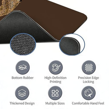 Cheetah Print Desk Mat, Brown Leopard Mouse Pad 31.5x11.8 - color: Brown Cheetah Large, size: 31.5L x 11.8W inches