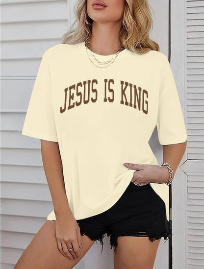 Christian Shirt Women Oversized Jesus Tshirt Jesus Love You Shirts Jesus Faith Tops Bible Verse Inspirational Tee - color: Apricot, size: Large