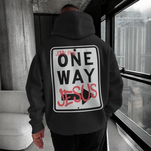 BeWithYou Christian Jesus Hoodies for Men Religious Faith God Sweatshirt Inspirational Bible Verse Graphic Hoodie Pullover - color: Black, size: Medium