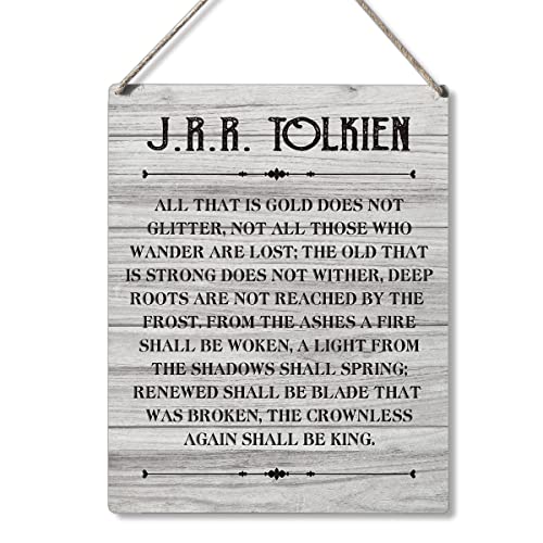 Qious Inspirational Signs Gift Farmhouse All That is Gold Does Not Glitter Not All Those Who Wander are Lost Wooden Hanging Sign Rustic Wall Art Home Office Living Room Decoration 10 x 8 Inches… - color: jrr