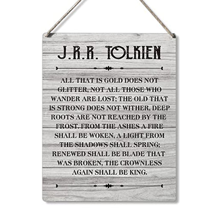 Qious Inspirational Signs Gift Farmhouse All That is Gold Does Not Glitter Not All Those Who Wander are Lost Wooden Hanging Sign Rustic Wall Art Home Office Living Room Decoration 10 x 8 Inches… - color: jrr