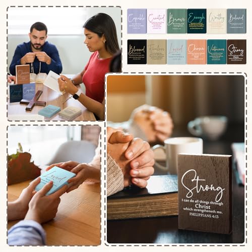 Rattanview 12 Pcs Christian Desk Decor Scripture Wooden Signs Bible Verse