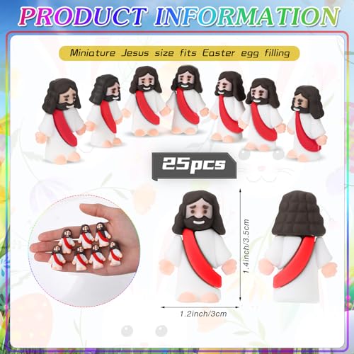 Bememo 25 Pcs Little Jesus Figures Original Design Mini Rubber Jesus Toys to Hide and Seek Religious Party Favors Sunday Baptism Gifts(Red) - color: Red