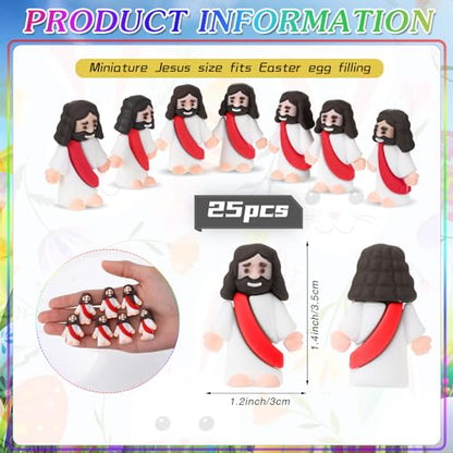 Bememo 25 Pcs Little Jesus Figures Original Design Mini Rubber Jesus Toys to Hide and Seek Religious Party Favors Sunday Baptism Gifts(Red) - color: Red