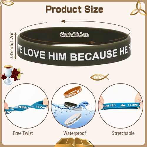 JUNEBRUSHS 42pcs Bible Verse Silicone Bracelets Christian Wristbands Bulk - style: Bible Style