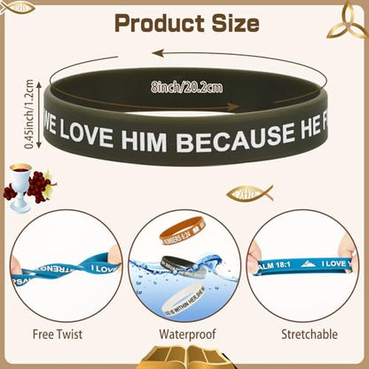 JUNEBRUSHS 42pcs Bible Verse Silicone Bracelets Christian Wristbands Bulk - style: Bible Style