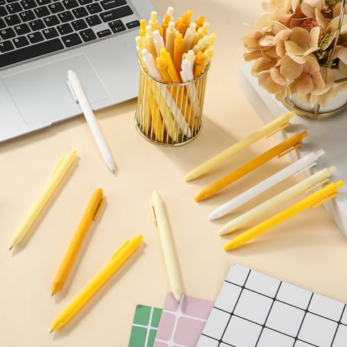 100 Pcs Ballpoint Gel Pens Bulk Retractable, Yellow Series - style: Yellow Series