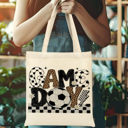 Faith Canvas Tote Bag, Christian Gifts for Women Mama Sister Inspirational Bible Verse Birthday Christmas - color: Soccer 875