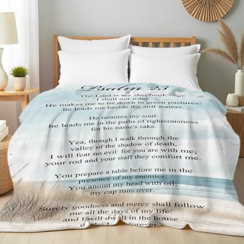 Psalm 23 Blankets and Throws Coastal Christian Decor Soft Bible Verse Blankets for Bed Couch Women Men Kids Adults Religion Spiritual Gifts 49"x59" - color: Gray, size: 49"x59"