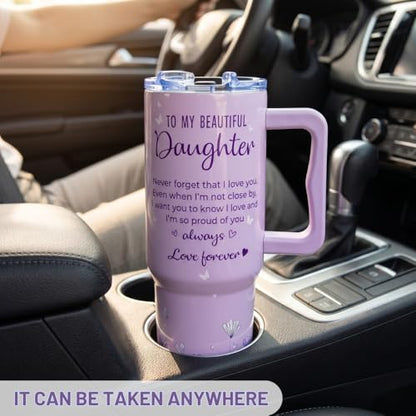 Daughter Birthday Gifts, 40oz Insulated Stainless Steel Tumbler with Handle, Inspirational Gifts for Daughter from Mom and Dad, Birthday Graduation Present Ideas for Daughters - color: Daughter