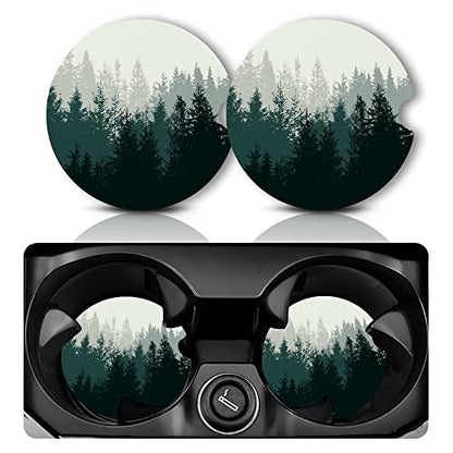 Yonlevres Car Coasters for Cup Holders, Forest, 2 Pack - color: Forest