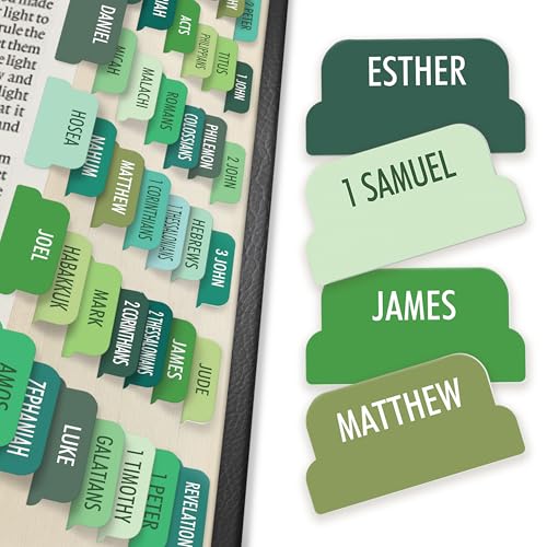 90 Christian Bible Tabs for Women, Men & Kids - Green - color: Green