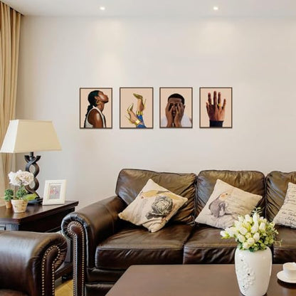 Living Room Wall Decor African American Wall Art Set of 4 - color: Unframed 8"x10" Black Couple Wall Art Set of 4