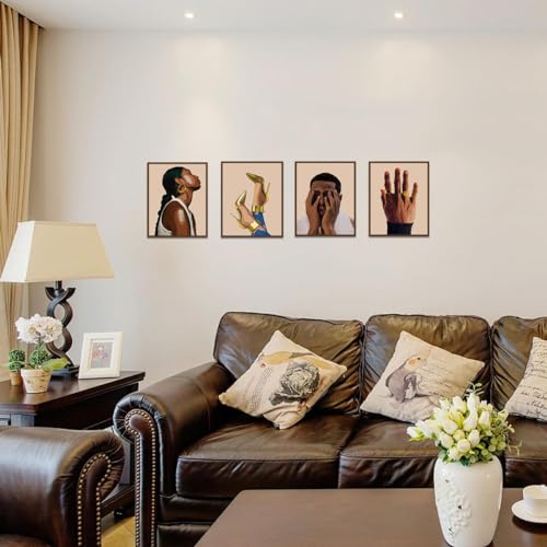 Living Room Wall Decor African American Wall Art Set of 4 - color: Unframed 8"x10" Black Couple Wall Art Set of 4