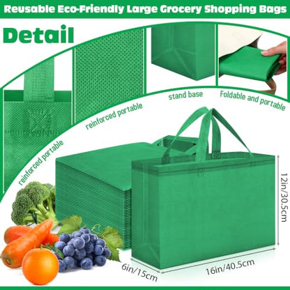 Windyun 100 Pcs Reusable Grocery Bags Large Shopping Tote Bulk, Green - color: Green