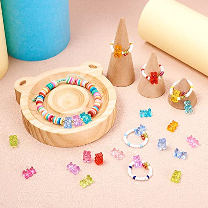 FASHEWELRY 200pcs Clear Acrylic Bear Beads Mixed Color Transparent Gummy Bear Spacer Beads Mini Cute Bears Loose Beads Bulk for Bracelet Necklace Earring Jewelry Making - color: Bear-Mixed Color 200pcs