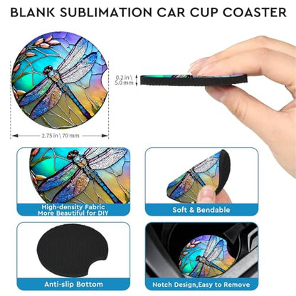 2 Pack Dragonfly Car Cup Holder Coasters Universal Neoprene Coasters - color: Dragonfly