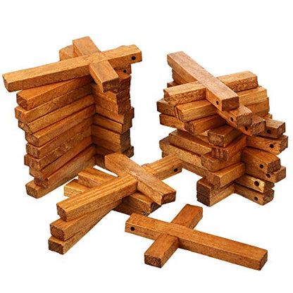 meekoo Natural Wooden Cross Bulk Pendants Mini Cross Beads Bulk for DIY Crafts Jewelry Making - color: Coffee, size: 1.57 x 2.36 x 0.2 Inch