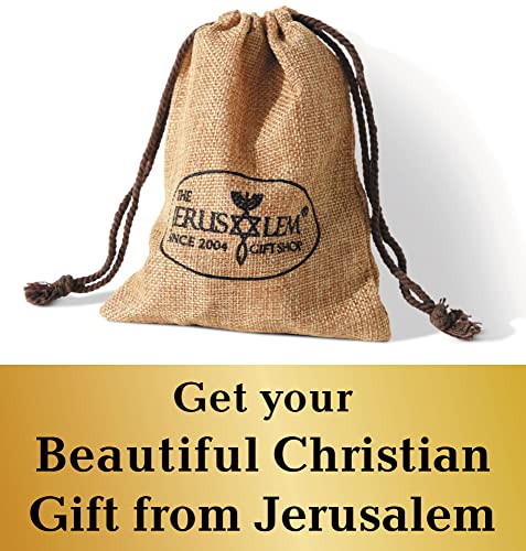 The Jerusalem Gift Shop Since 2004 Olive Wood Communion Cups and Bread Plate Set, 4 Hand-Carved Kiddush Goblets with Tray - color: Brown