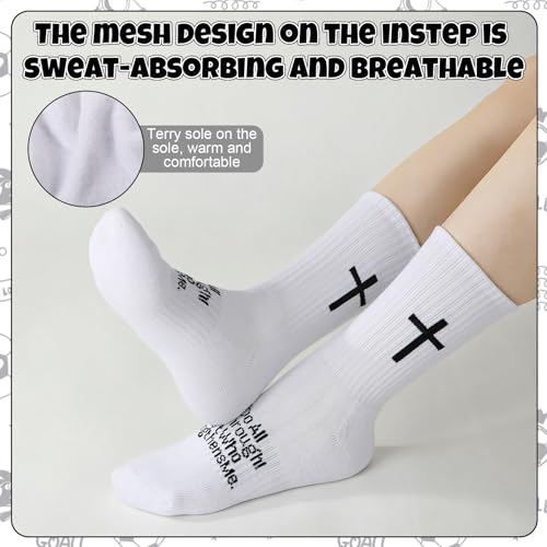 4 Pairs Christian Cross Socks Prayer Religious Socks - color: Black, White
