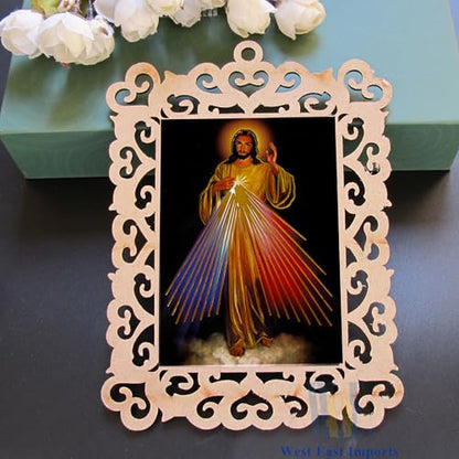 12 Pcs Divine Mercy Wooden Frames, Baptism Christening Memorial Event Gifts