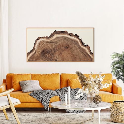 SIKERIC Framed Nature Tree Ring Wall Art, (40X20 inch) Modern Wood Stump Canvas Wall Art Set Of 1,Large Wood Tree Spiral Art Prints, Abstract Wall Painting for Living Room, Bedroom, Office - color: Nature Tree Ring, size: 39.4"L x 19.7"W