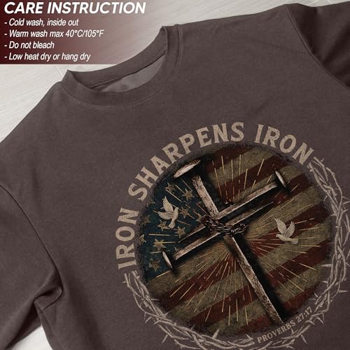 Iron Sharpens Iron T-Shirt Men, Christian Shirts for Men - color: Ds01-brown, size: Small