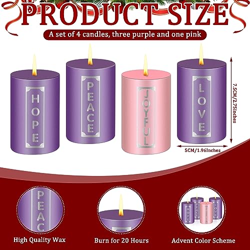 4 Pcs Advent Candles with Words Pillar Christmas Advent Candle 2 x 3 Inch - size: 2 x 3'', style: Cylinder