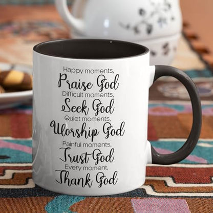 Christian Mug With Personalized Name, Bible Verse Coffee Cup 11oz 15oz, Customized Jesus And Sheep Illustration Mug, Custom Christian Ceramic Cup, Gift For Friend Coworker - color: XUA-324-1560-GOD AND SHEEP MUG