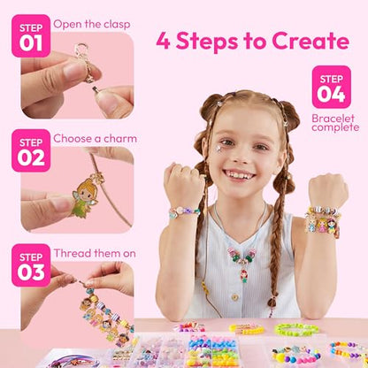 JOVA Klever Kits Princess Bracelet Making Kit, Jewelry Making Kit, Bracelets for Girls, Crafts for Kids, 4 Year Old Girl Birthday Gifts, Over 650 Beads, Make 30+ Designs