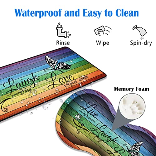 3 Piece Mouse Pad Set with Stitched Edge Large Anti-Slip Mouse Pad Desk Pad Keyboard Pad + Wrist Rest Pad + Coaster, Memory Foam Wrist Rest for Office/Home, Glitter Quote Live Laugh Love - color: HTT-H3-Mouse 010