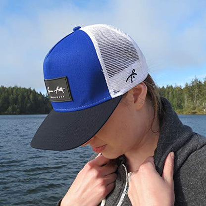 Grace Folly Trucker Hat for Men & Women. Snapback Mesh Caps - color: Blue & Black