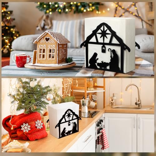 Christmas Nativity Napkin Holder Black Metal Table Napkin Holder - style: Nativity