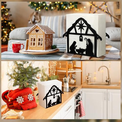 Christmas Nativity Napkin Holder Black Metal Table Napkin Holder - style: Nativity