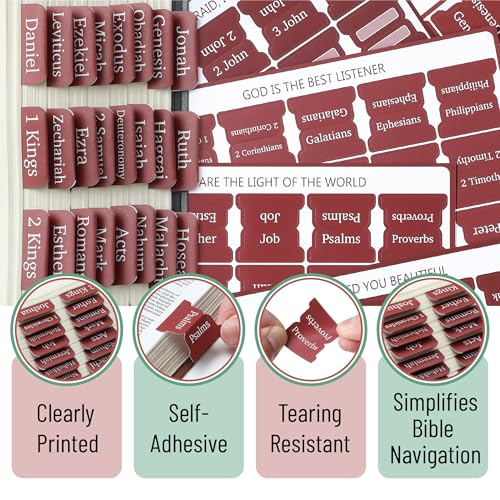 Mr. Pen- Laminated Bible Tabs, 75 pcs, Easy-to-Read & Apply - color: Mahogany