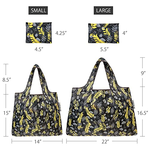 allydrew Large Foldable Tote Nylon Reusable Grocery Bags - color: Set of 2, Wheat, size: Large & Small (Set of 2)