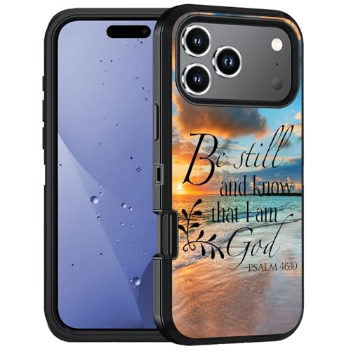 Designed for iPhone 17 Pro Case, Military Grade Heavy Duty 3-Layer Shockproof Drop Full-Body Protective Phone Cover for iPhone 17 Pro (6.3" 2025), Quotes Bible Verse Psalm 46:10 - color: Quotes Bible Verse Psalm 46:10, size: iPhone 17 Pro 6.3"