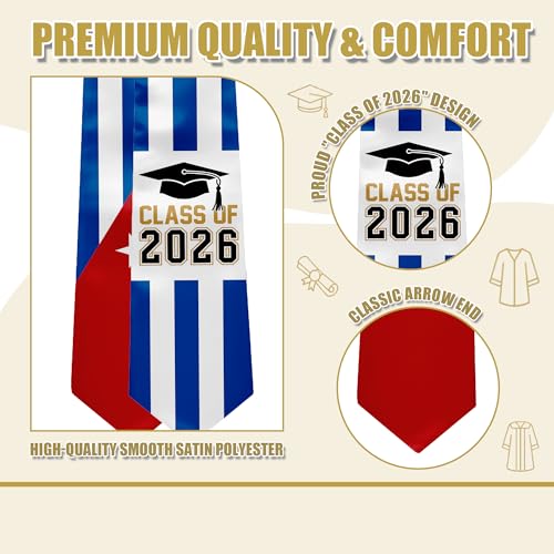 National Flag Graduation Stole Sash - 72" Long Unisex Honors Stole for Students - color: Cuba