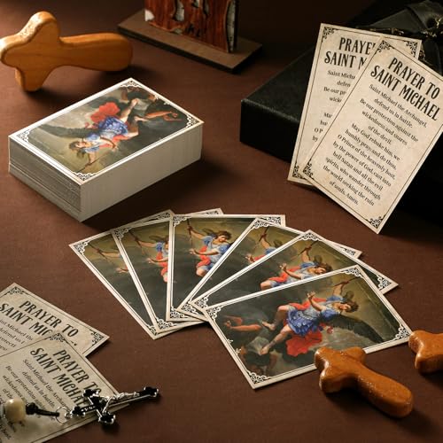 Motiskyy 200 Pcs St. Michael The Archangel Saint Catholic Prayer Cards Bulk - style: St. Michael