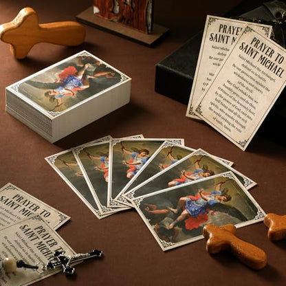 Motiskyy 200 Pcs St. Michael The Archangel Saint Catholic Prayer Cards Bulk - style: St. Michael