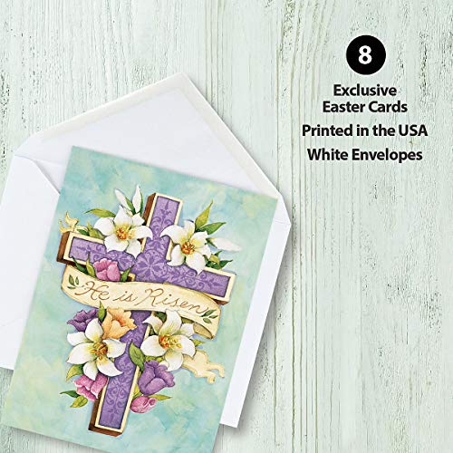 Current Easter Cross Religious Value Greeting Card Set - Value Pack of 8 Cards for Kids & Adults With White Envelopes, 1 Design Prints, Large 5" x 7" Greetings - color: Cross